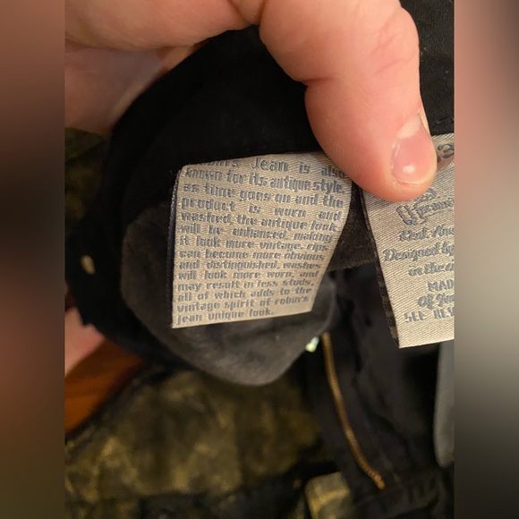 SOLD Gold Waxed Robin’s Jeans Buckle Denim Jeans - Picture 3 of 11